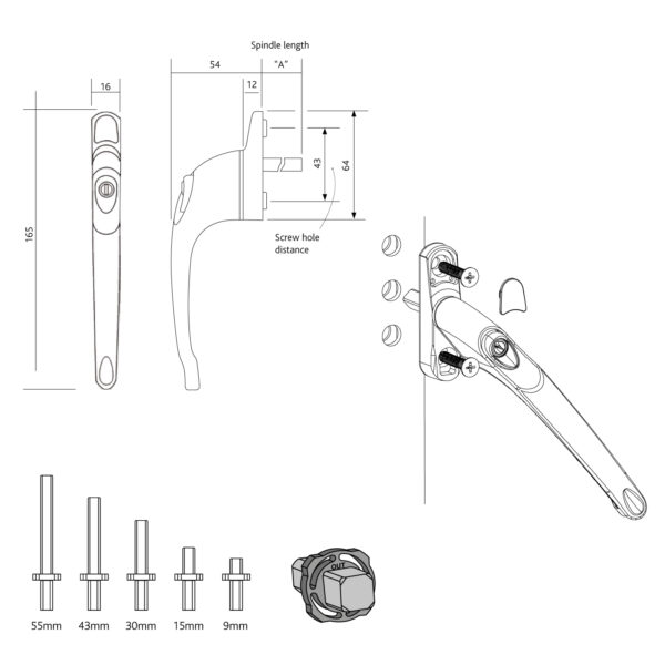 Universal Multi-Spindle Inline Window Handle - Image 2